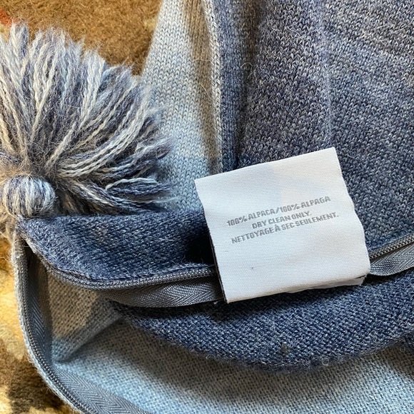 Restoration Hardware Suri Alpaca Pom-Pom Pillow Cover Square Blue - Picture 5 of 5